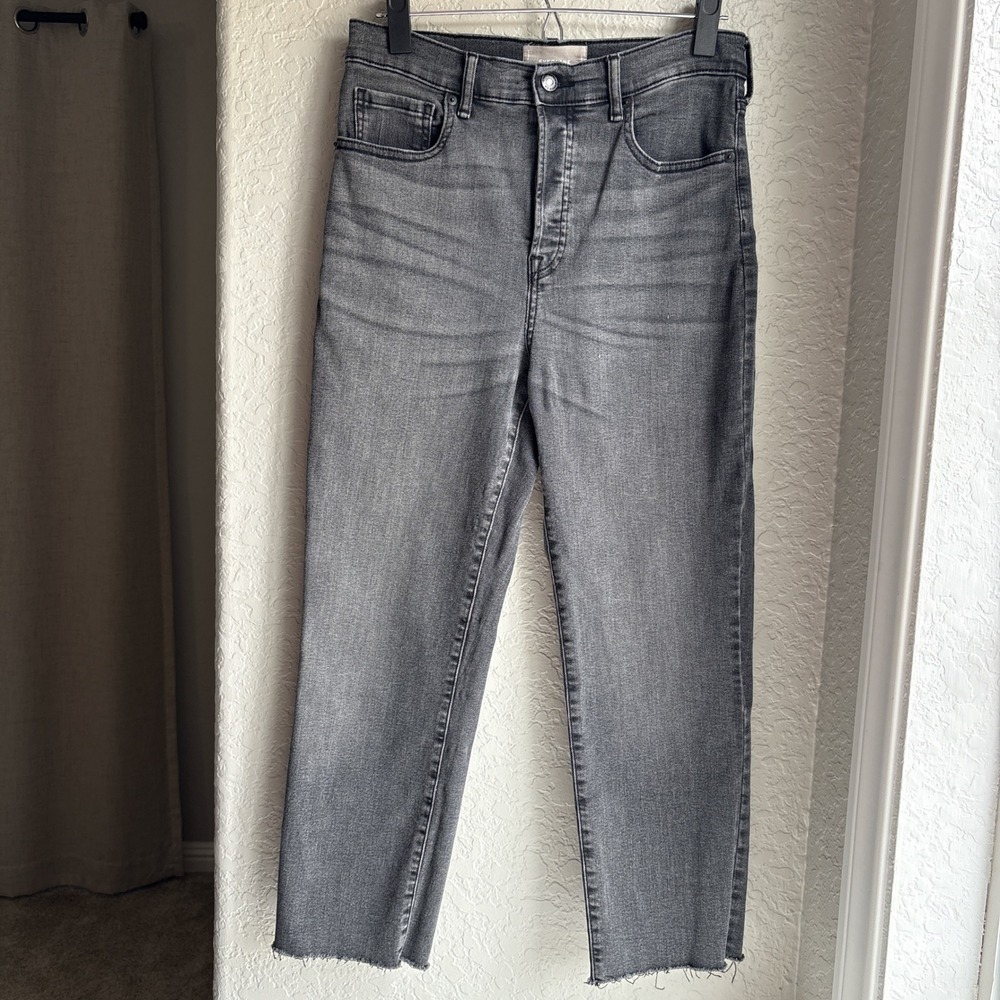 Everlane Cigarette Womens 28 Jeans Grey High‎ Rise Raw Hem Stretch Denim Pants